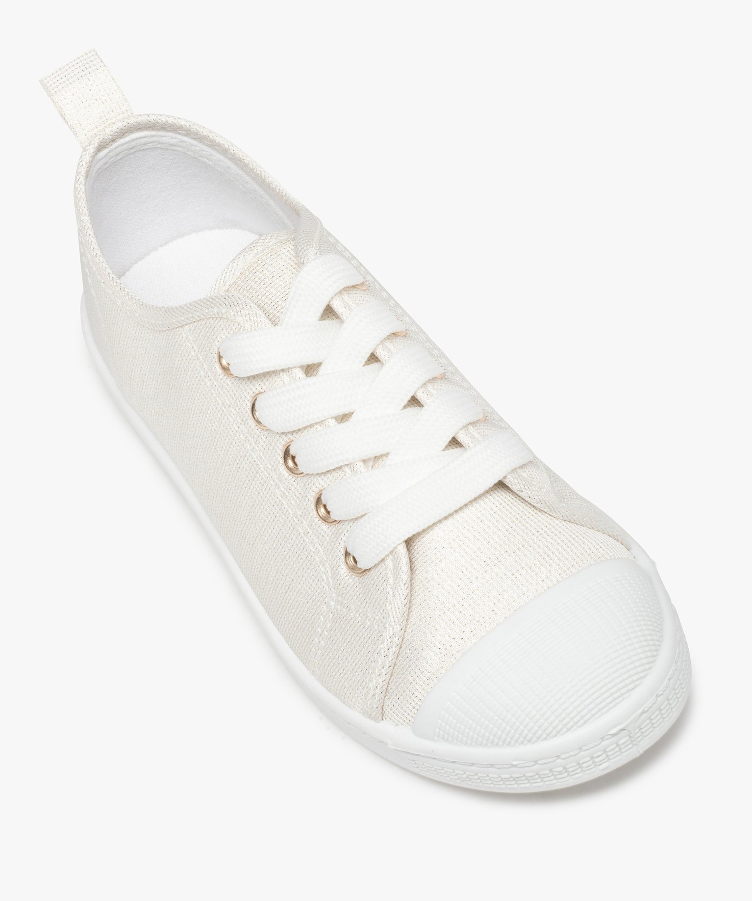 Baskets fille en toile à bout renforcé fermeture lacets blanc | GEMO