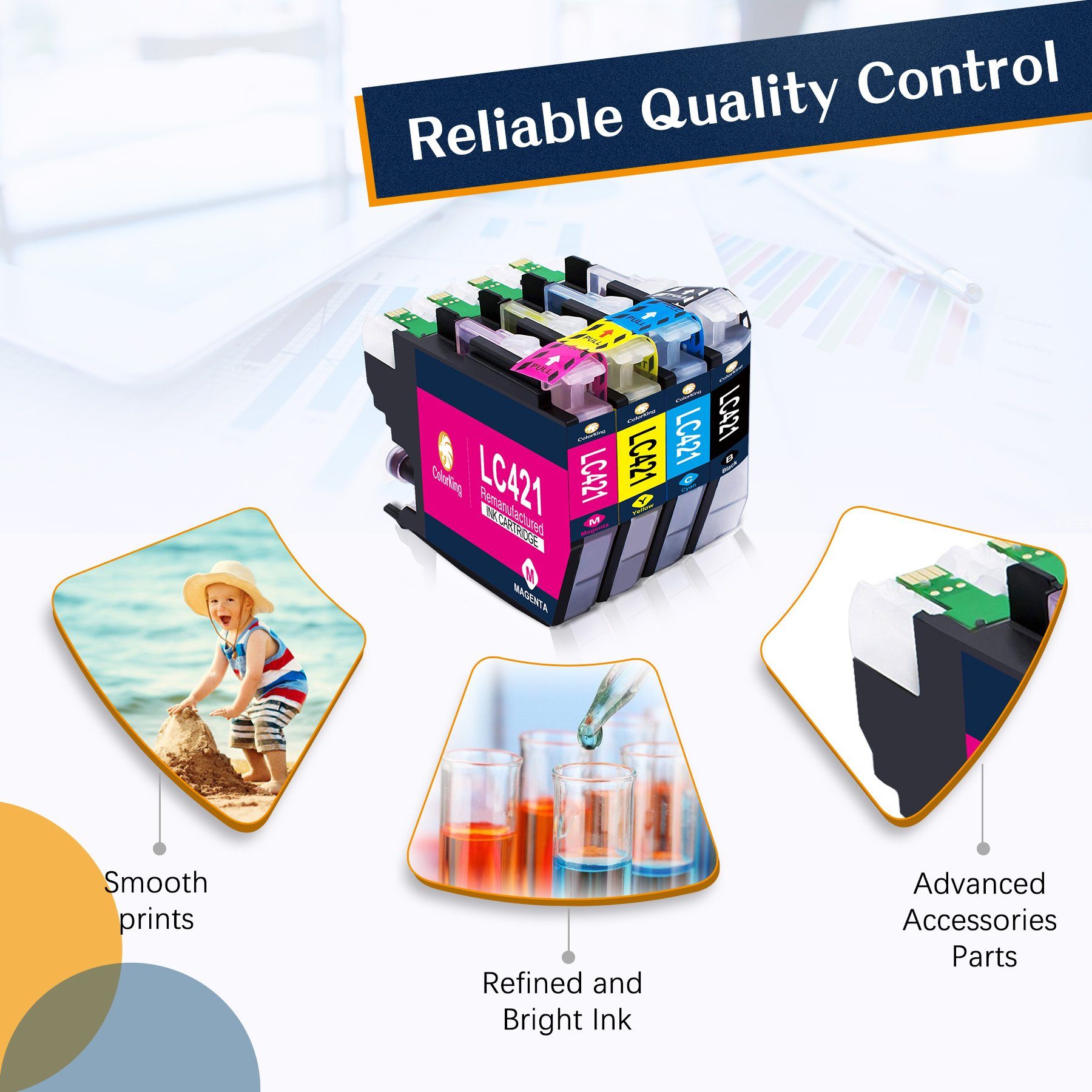 ColorKing 8er kompatible für Brother LC421 LC 421 Druckerpatronen Tintenpatrone (MFC-J1010DW DCP-J1050DW DCP-J1140DW DCP-J1800DW)