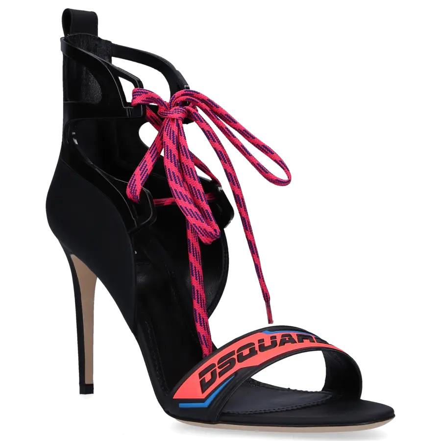 Dsquared2 - Sandalen TECHNO LOGO Polyester PVC Ziegenleder Logo schwarz - schwarz
