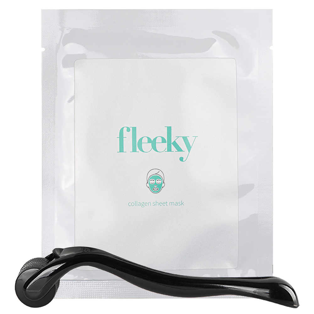 Fleeky Masque en Tissu Collagène avec Derma Roller - Éclat & Hydratation Masque