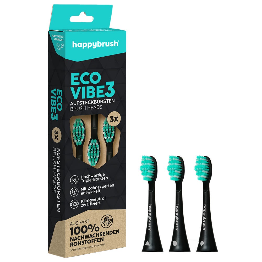 Happybrush ECO Vibe 3 Aufsteckbürsten Schwarz/Mint