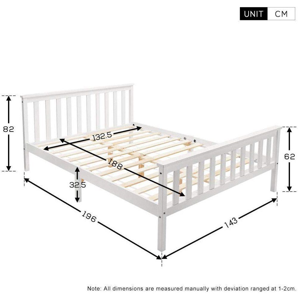 Merax Massivholzbett (Packung), Doppelbett 140x200 cm, Ehebett Bettgestell mit Lattenrost und Kopfteil