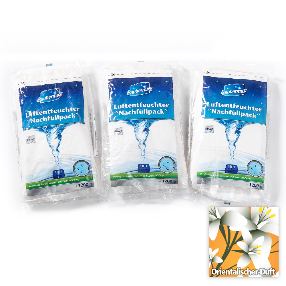 Saubermax Luftentfeuchter Nachfüllpack mit Orientalischem Duft - 3er Pack