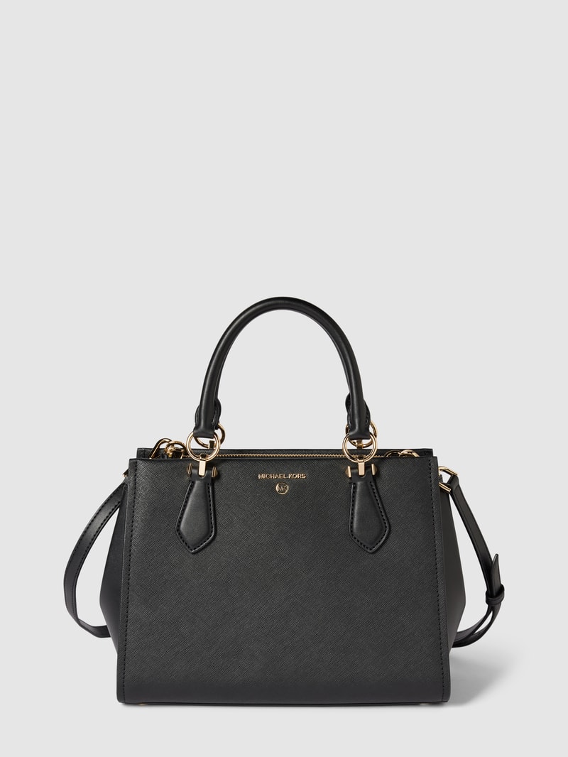 Handtasche mit Label-Detail Modell 'MARILYN' in schwarz
