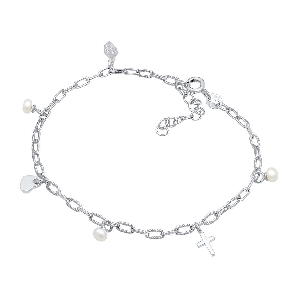 Elli Elli by Julie & Grace Bracelet en croix en argent sterling 925 avec perles d'eau  Bracelet