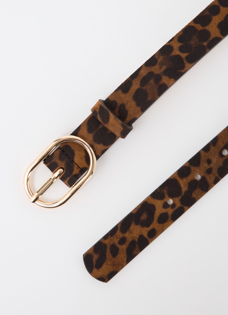 Curea Cole de la ba&sh din piele de capră cu imprimeu leopard.