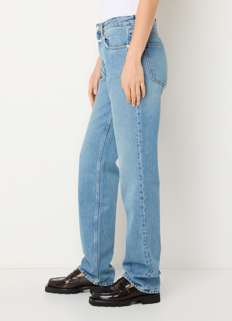Jean Roan taille haute coupe droite, délavage clair.