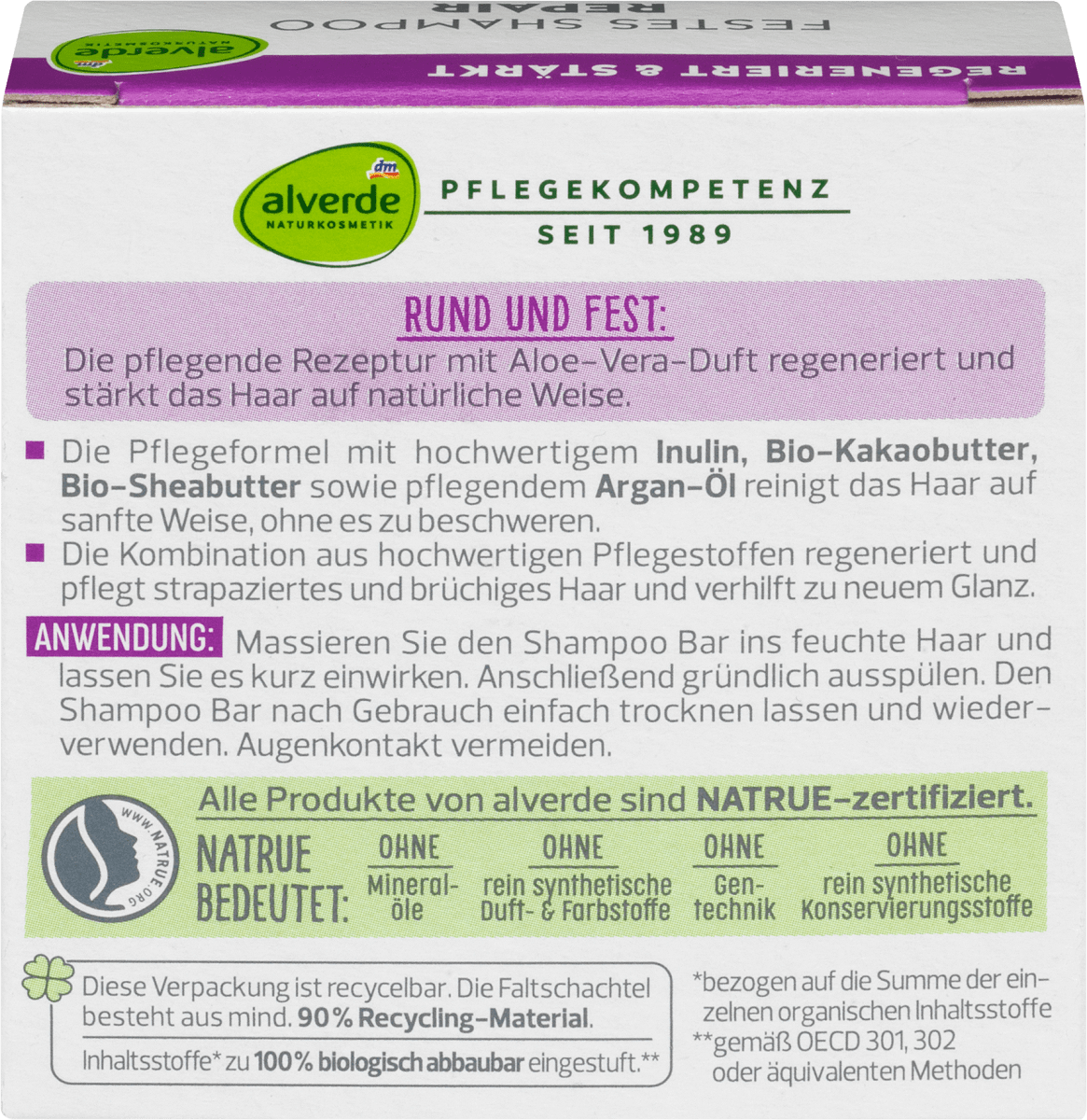 Festes Shampoo Repair, 60 g