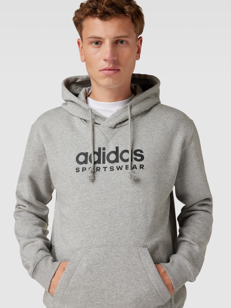 Hoodie mit Logo-Print in mittelgrau meliert