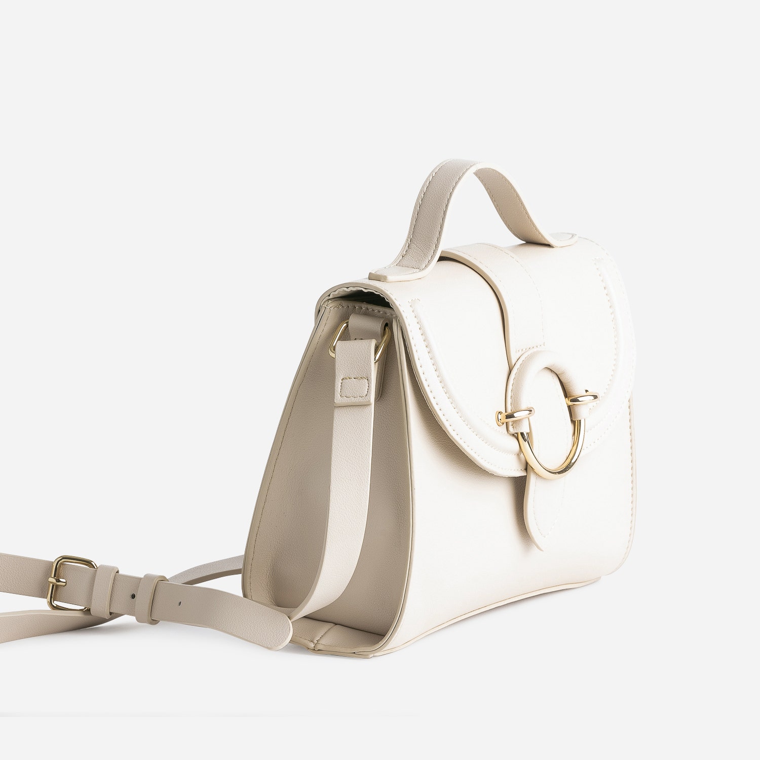 Sac à main beige avec boucle