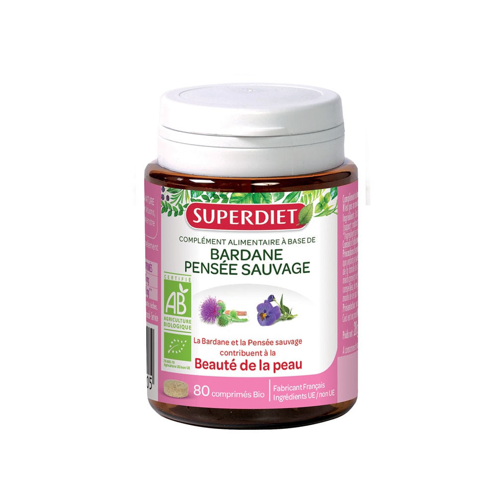 super diet SUPERDIET - BARDANE - PENSEE SAUVAGE BIO - Beauté de la peau - 80 comprimés 05 - COMPLEMENTS ALIMENTAIRES