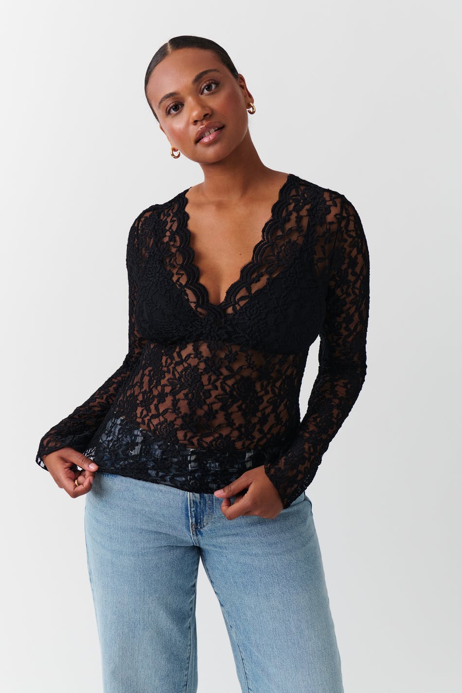 V-neck lace top