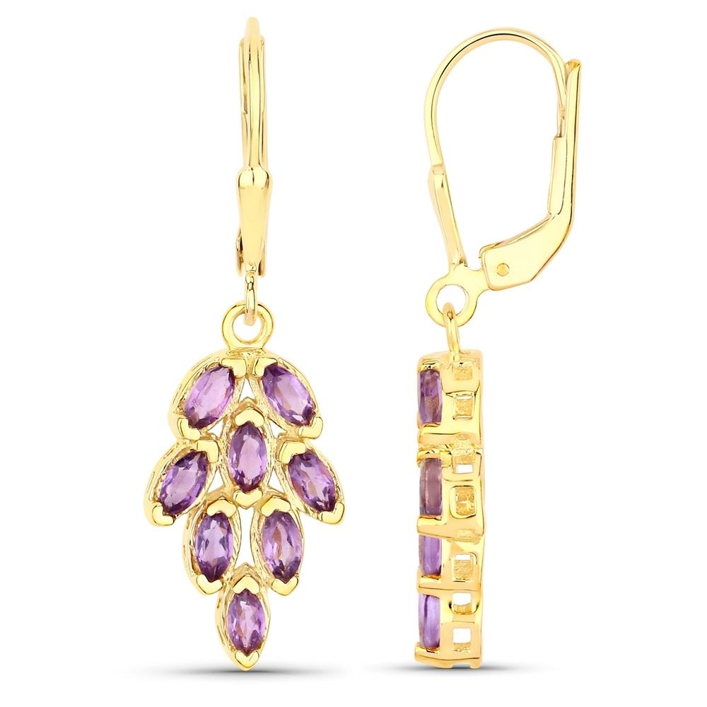 Rafaela Donata Boucles doreilles Argent sterling Améthyste en Or jaune Bijoux