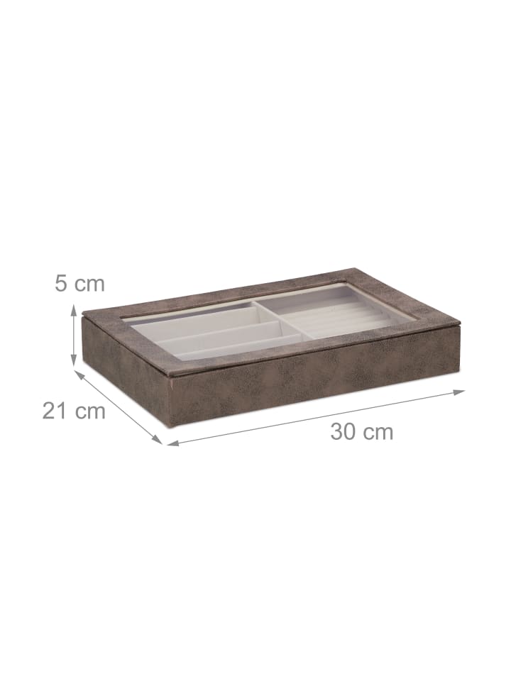 relaxdays Schmuckkästchen in Braun - (B)30 x (H)5 x (T)21 cm günstig kaufen onesize