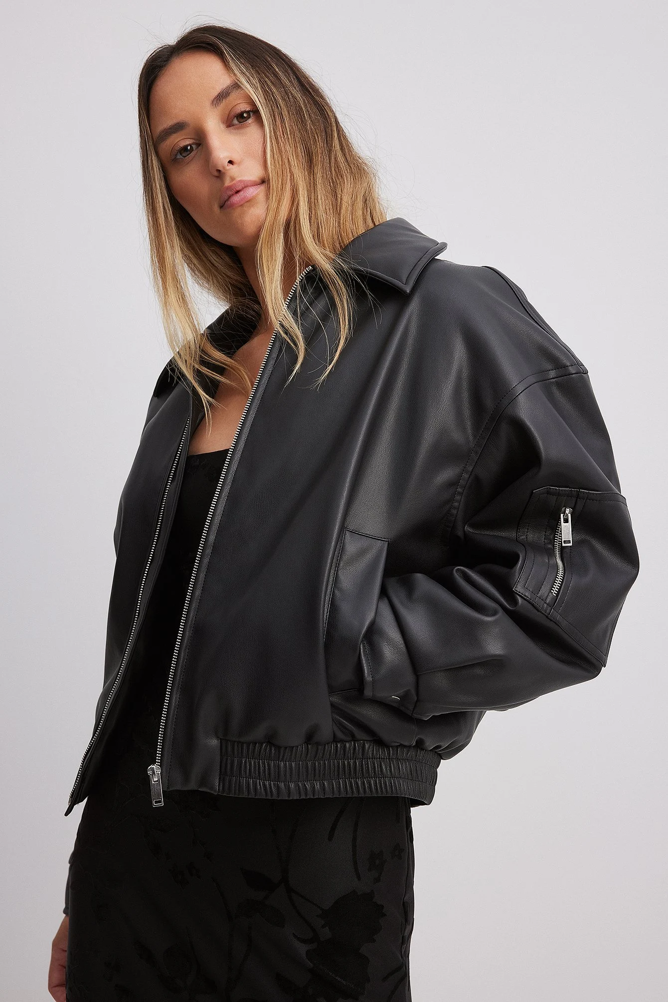 Padded Pu Bomber Jacket