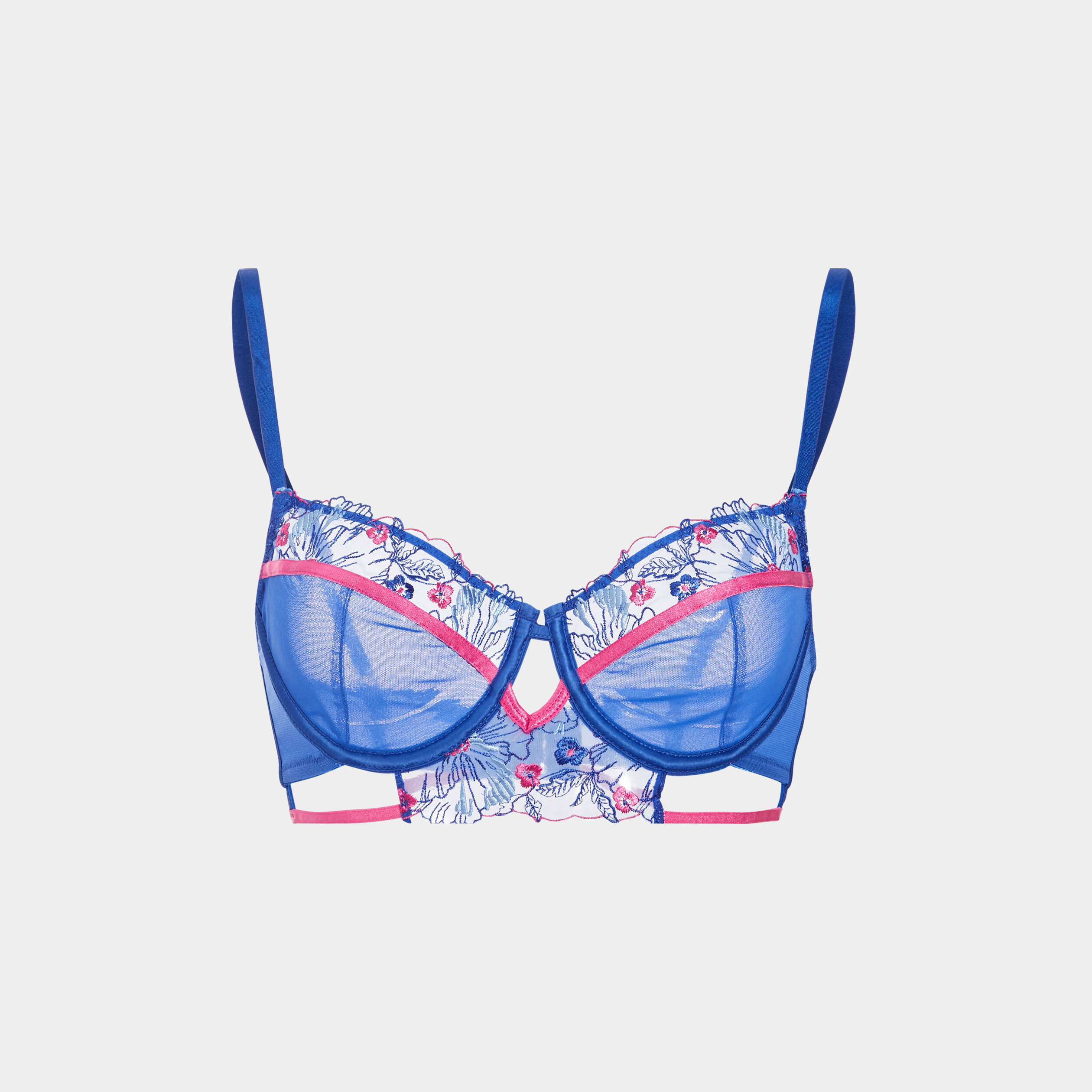 Soutien-gorge corbeille avec broderie bleu electrique femme | La Halle