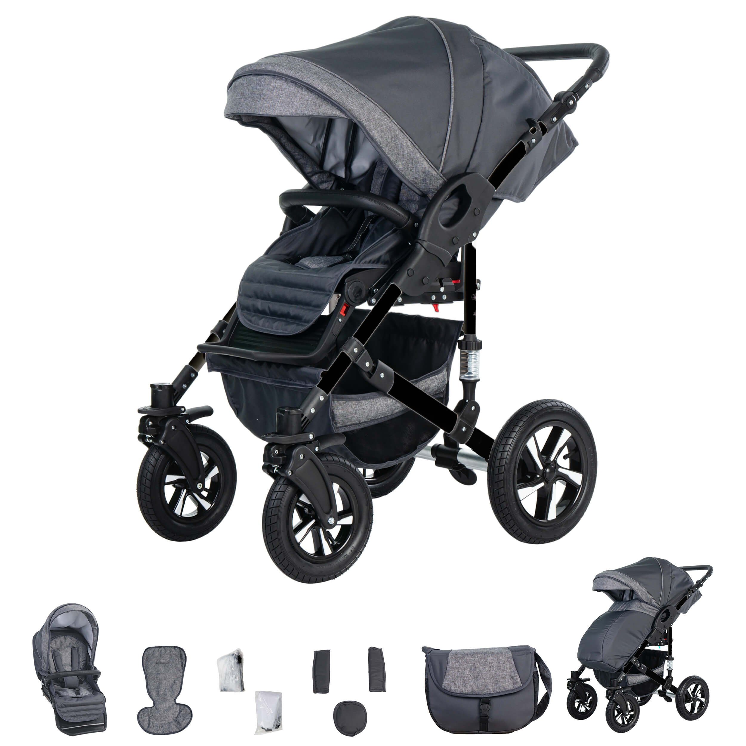 Friedrich Hugo baby's moving art Kombi-Kinderwagen Münster, 3 in 1, Hartgummireifen