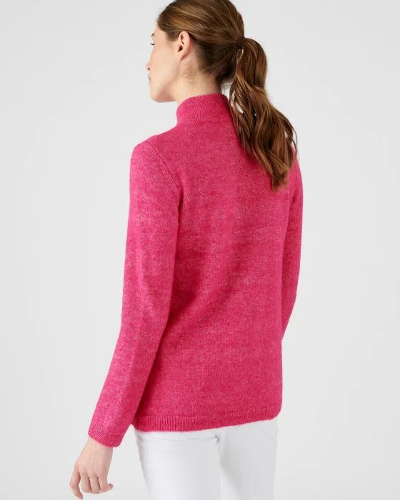 Pull col zippé fantaisie ajourée