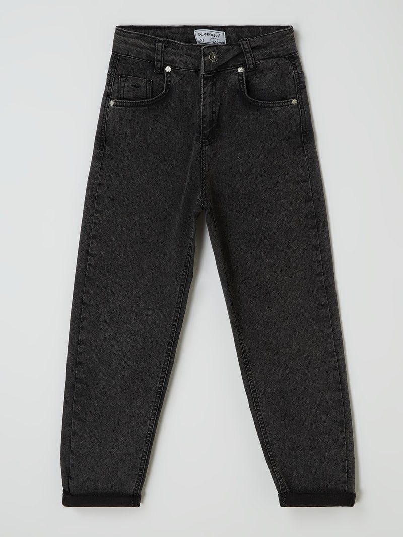 Cropped Balloon Fit Jeans mit Stretch-Anteil in schwarz