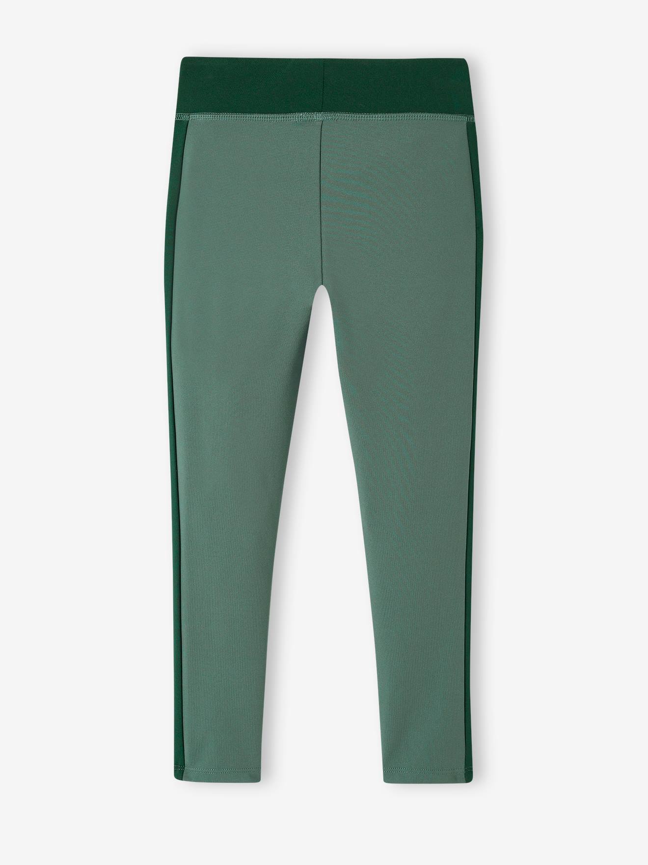 Legging de sport fille bandes côtes gris chiné