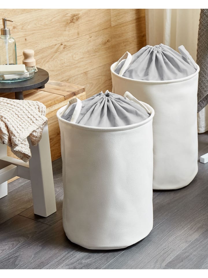 Beliani 2er-Set Wäschekörbe ARCHA in Weiß/Grau günstig kaufen onesize