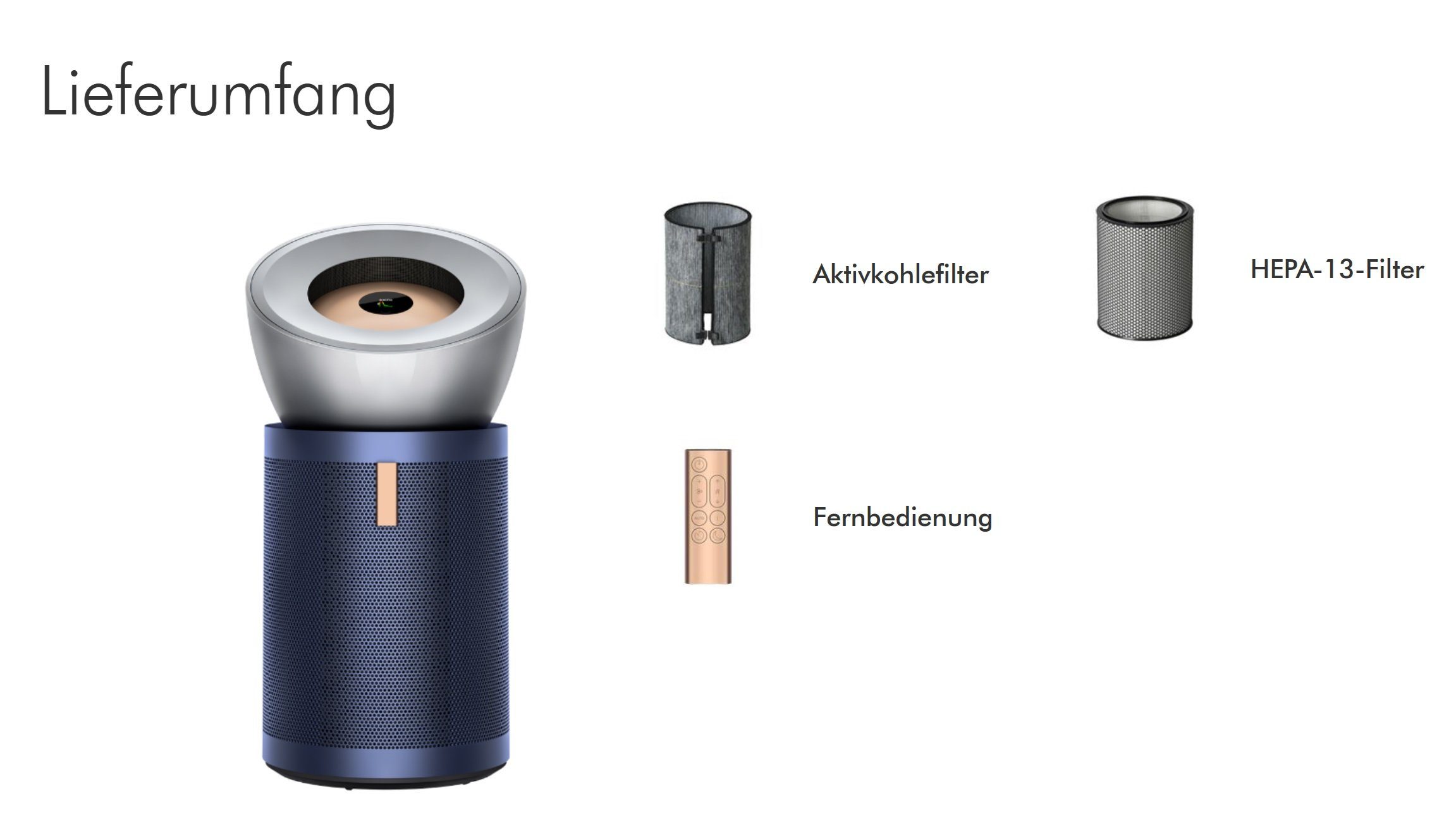 DYSON Luftreiniger Luftreiniger BP03 Bluetooth Allergiker CADR 300m³/h, für 100 m² Räume, Air Purifier Raucherzimmer Luftfilter Zuhause Schlafmode Timer per App