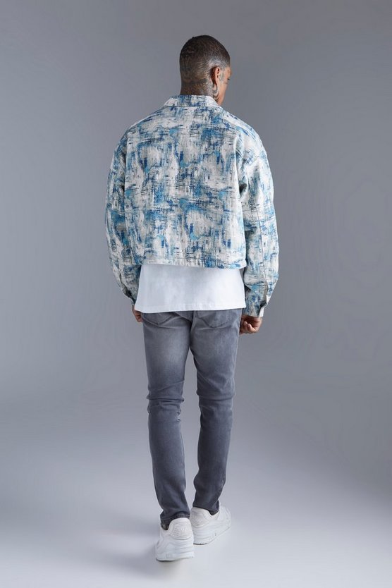 Kastige Jacquard Harrington-Jacke