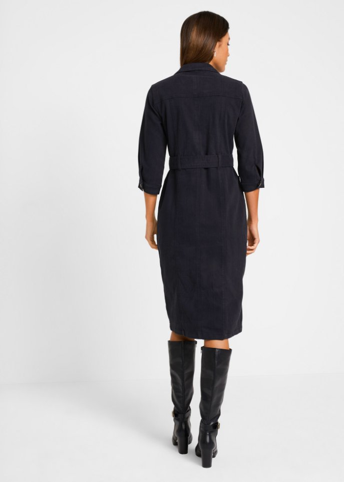Midi-Jeanskleid mit Gürtel