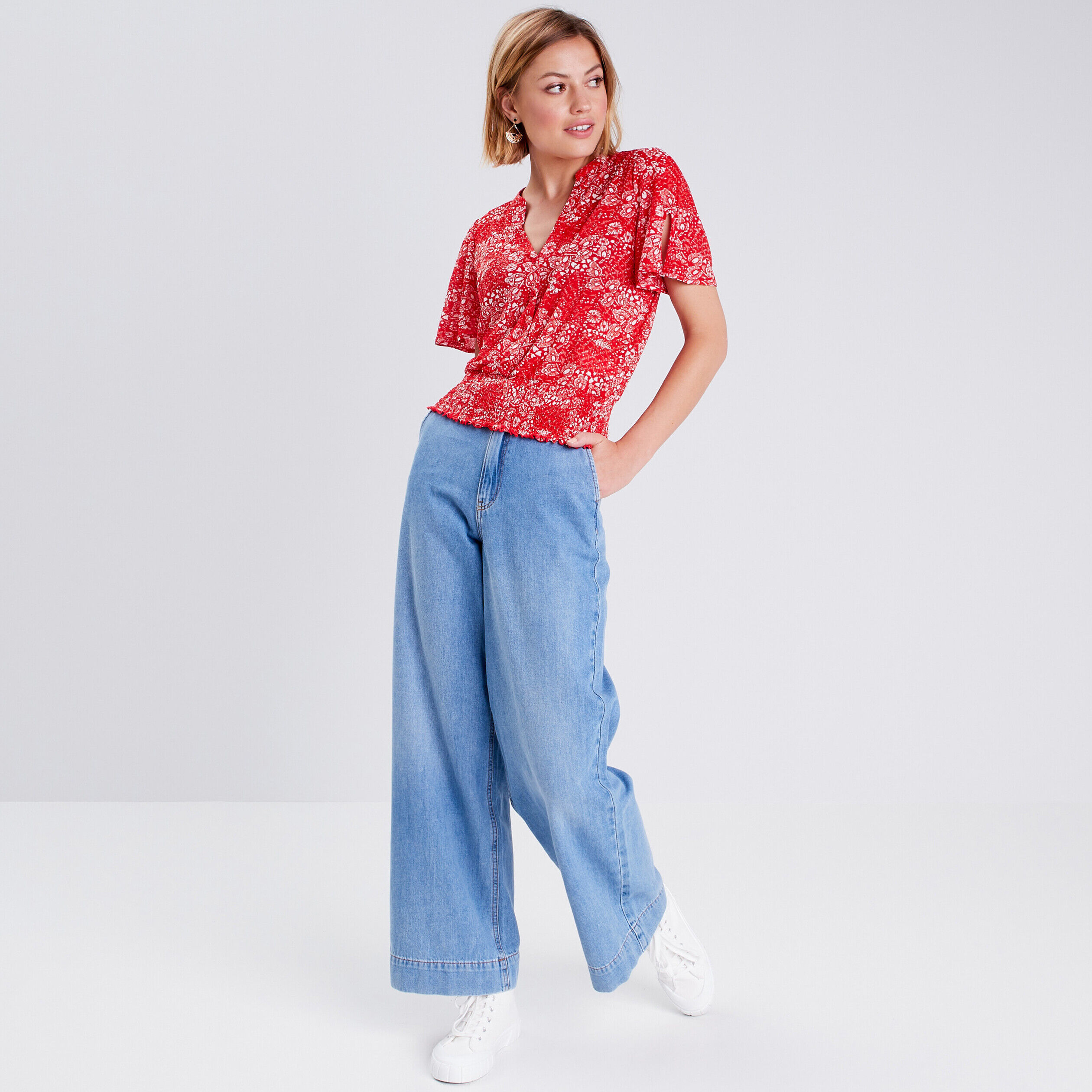 T-shirt manches courtes rouge femme | Cache Cache