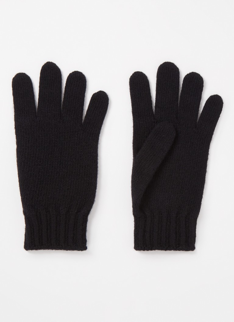 Benetton Fine-knit gloves in wool blend with logo