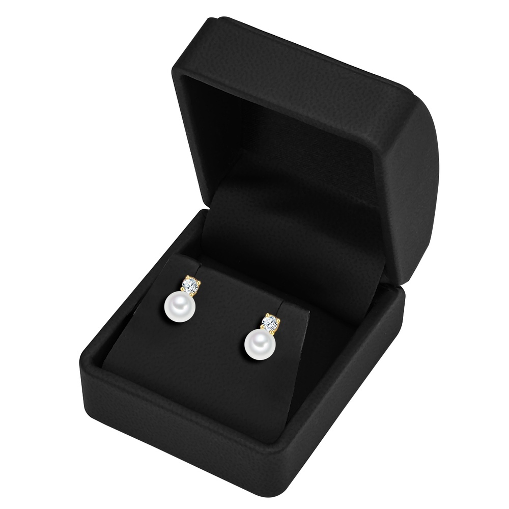 Trilani Puces d'oreilles en argent Argent sterling Oxyde de zirconium (CZ) Perle de cultu Boucles d'oreilles