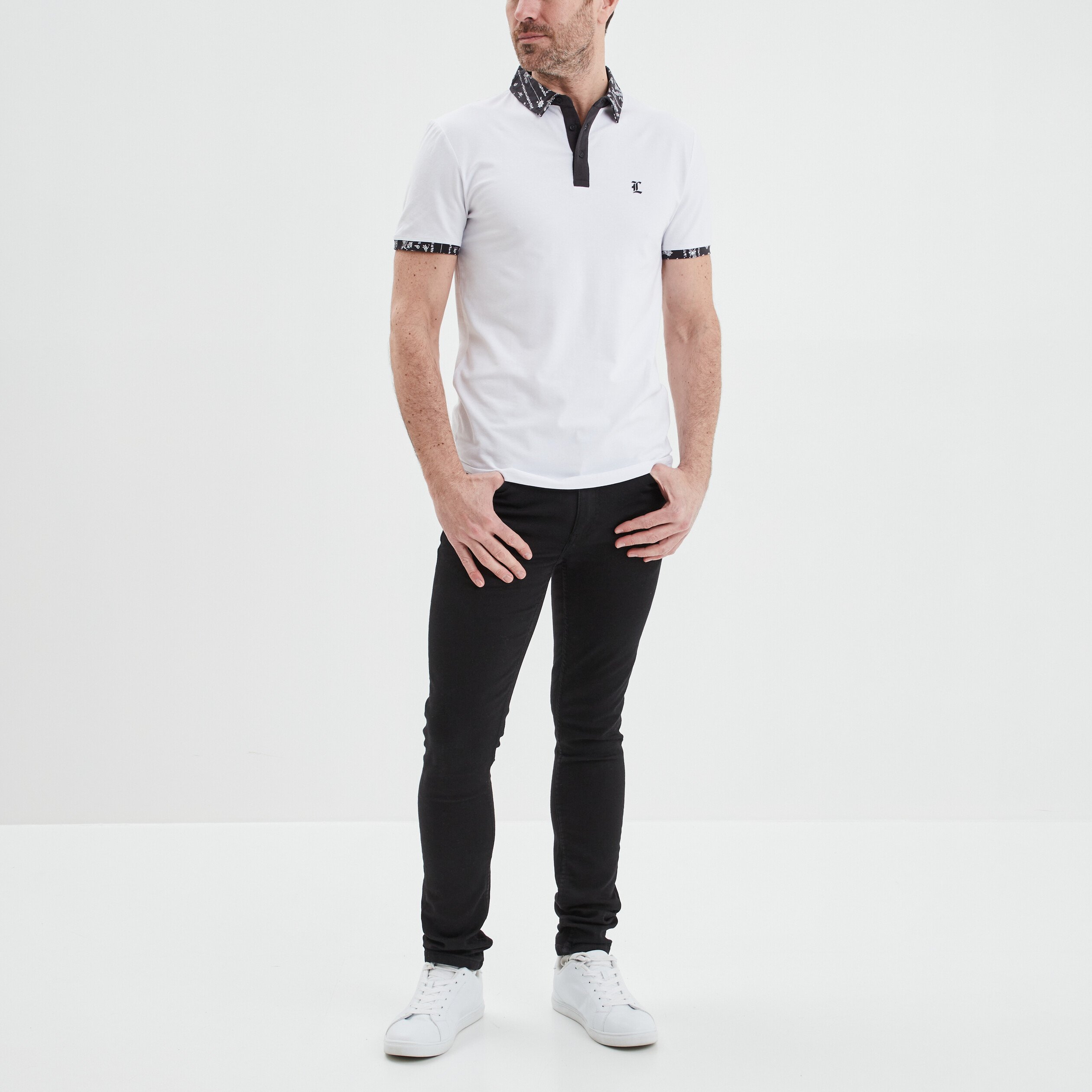 Polo droit manches courtes coton Liberto blanc homme | La Halle