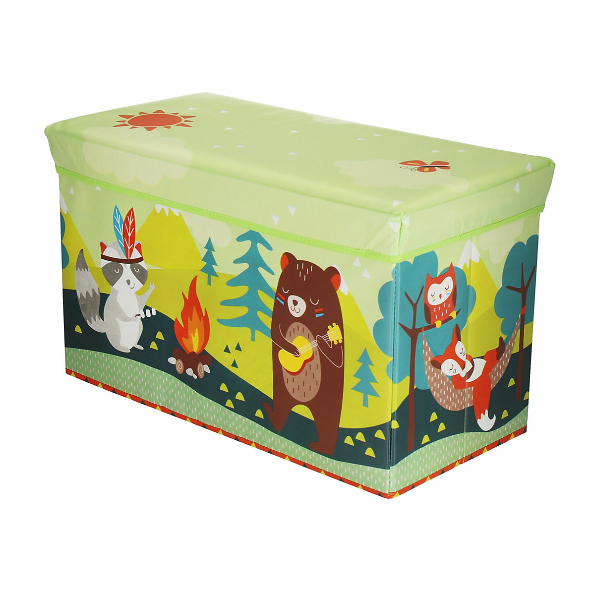 Aufbewahrungsbox mit Deckel Kinder Spielzeugkiste 60L faltbar Sitzhocker Kisten Aufbewahrungsboxen