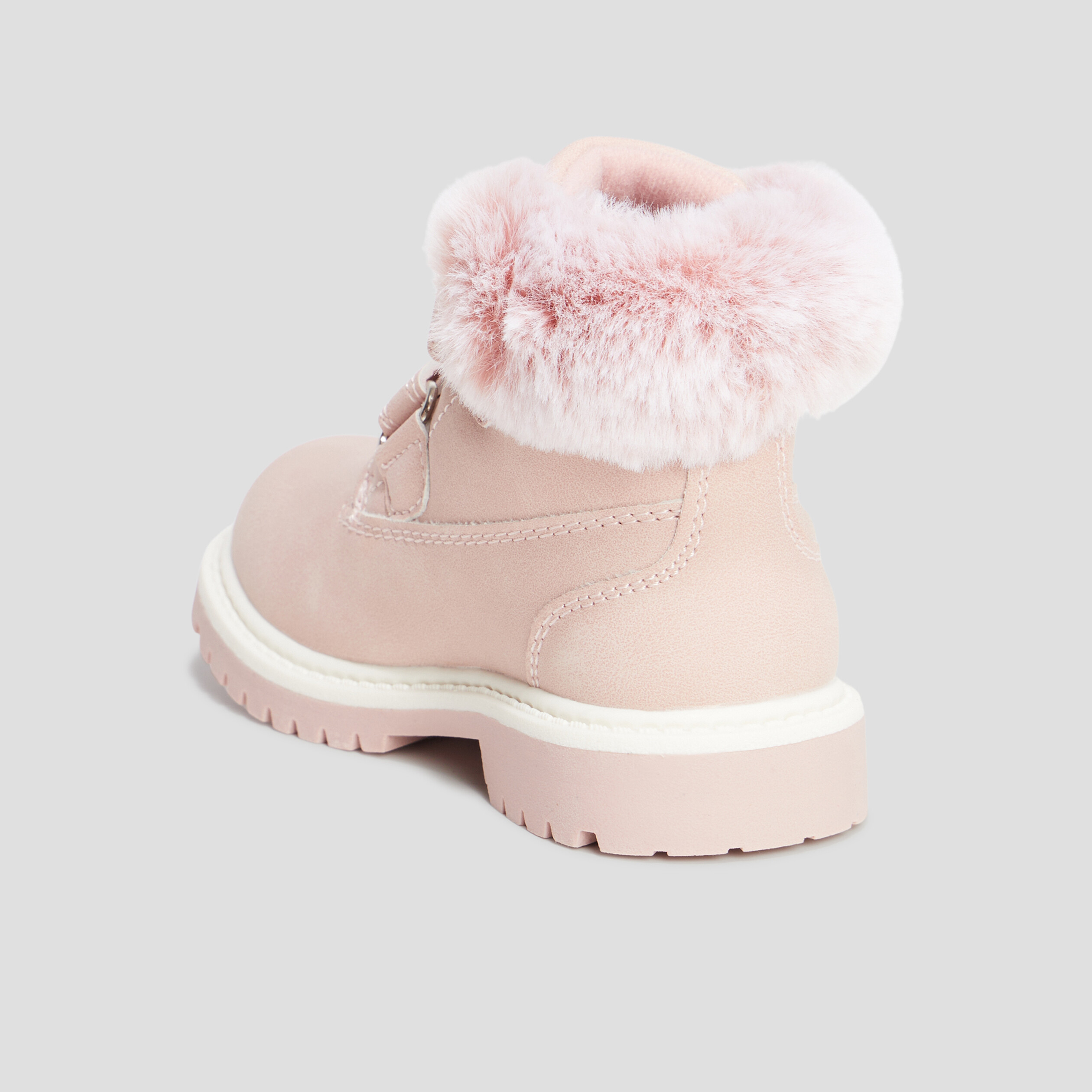 Bottines à scratchs et fourrure Trappeur rose bébé fille | La Halle