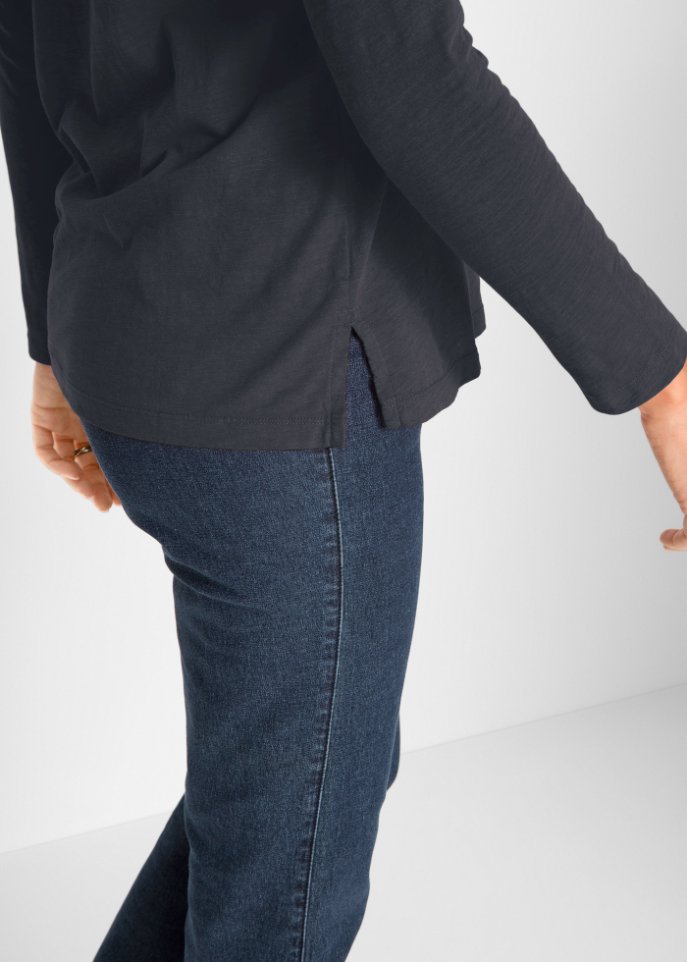 Baumwoll-Langarmshirt mit Eulendruck