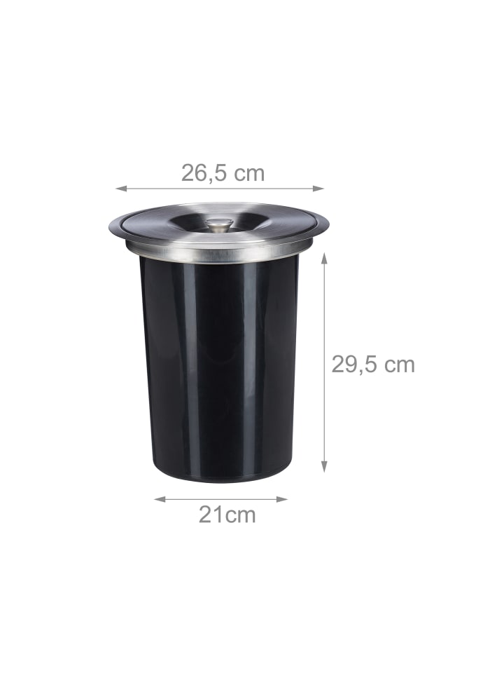 relaxdays Einbaumülleimer Arbeitsplatte in Silber/Schwarz - 8 l günstig kaufen onesize