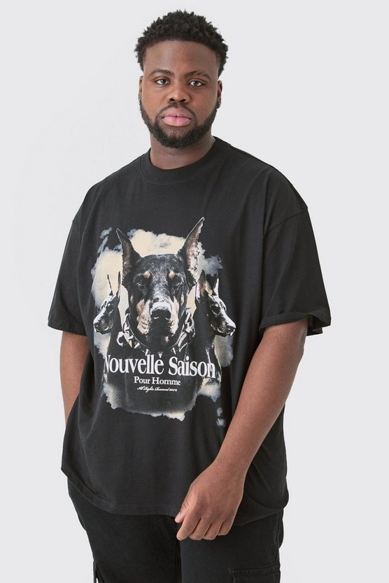 Plus Oversize T-Shirt mit Dobermann Print