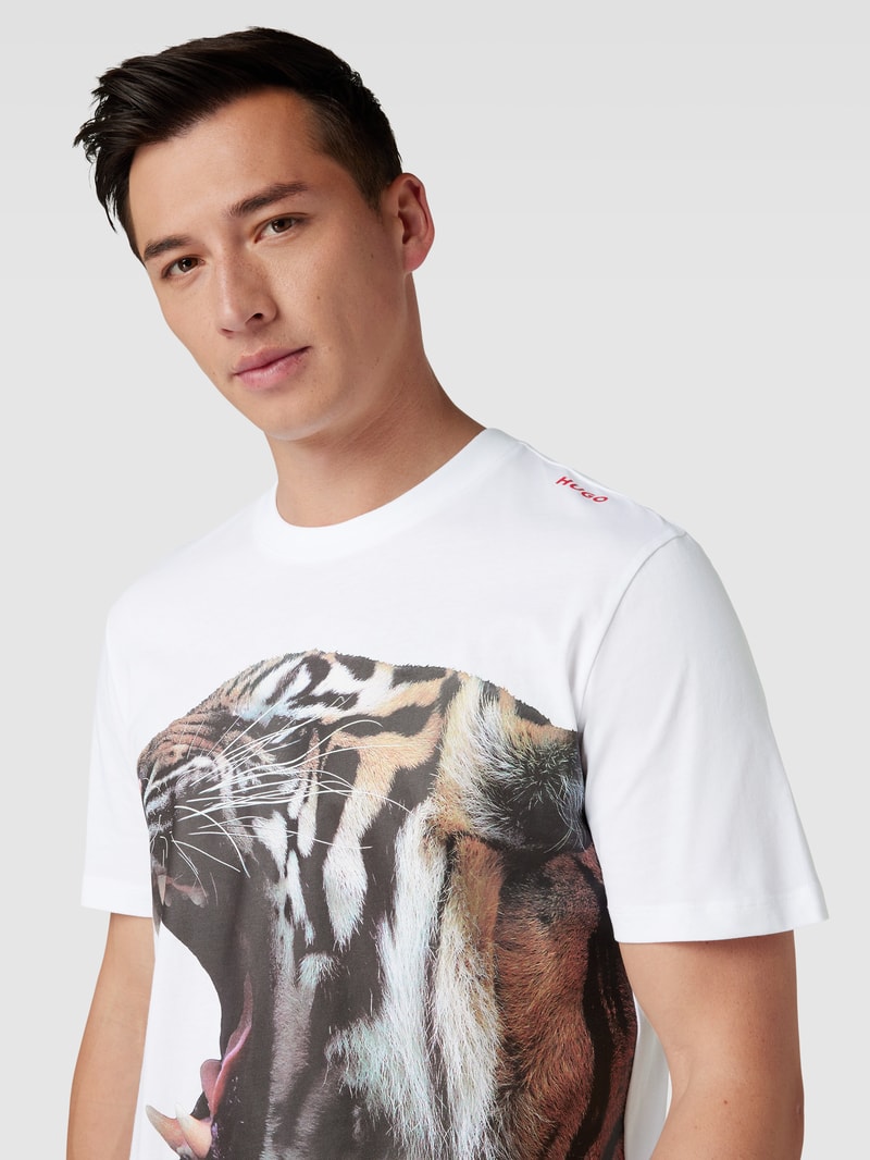 T-Shirt mit Motiv-Print Modell 'Digre' in weiß