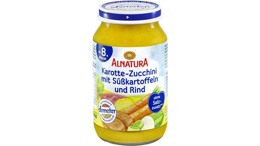 Alnatura Bio Karotte-Zucchini-Süßkartoffel mit Rind, Babygläschen (ab 8. Mon.) 220 g