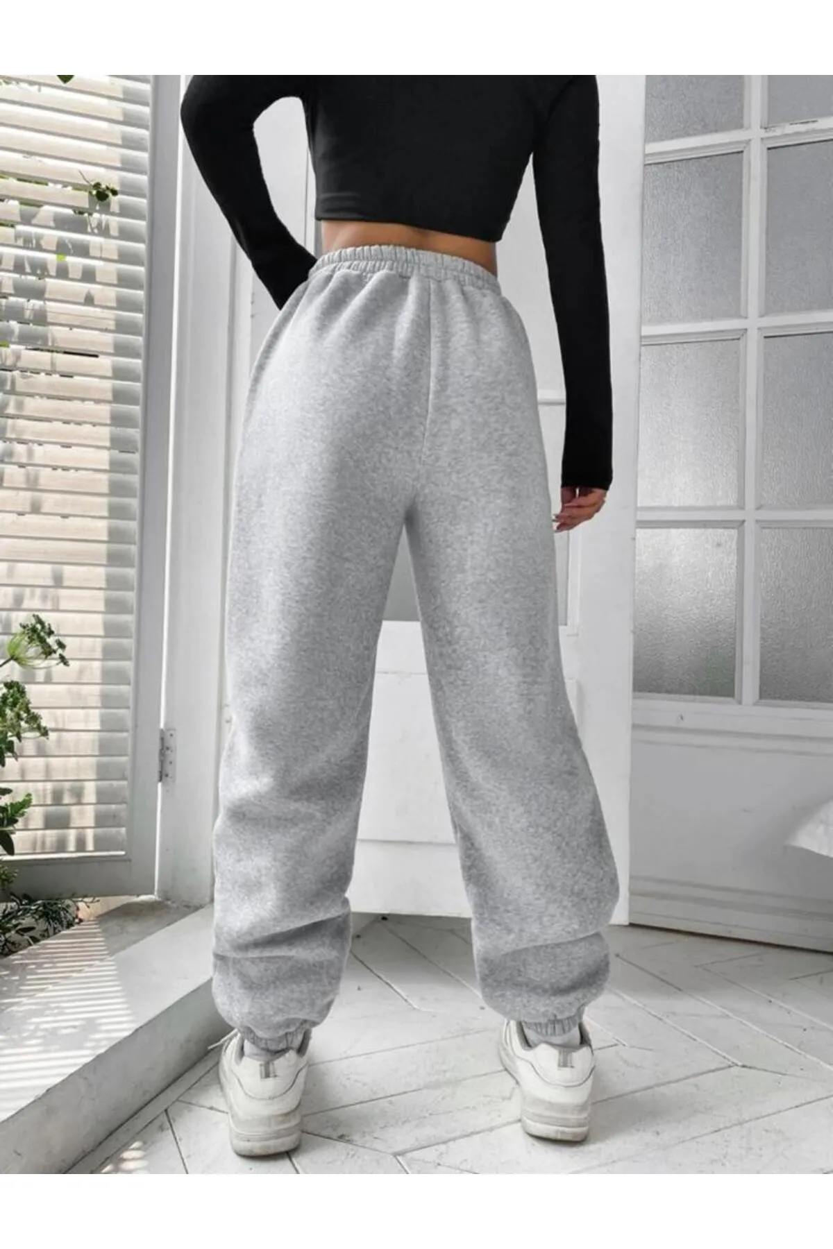 My Blog  Graue, lässige, bedruckte Florida-Jogginghose für Damen mit elastischem Bund und Beinen