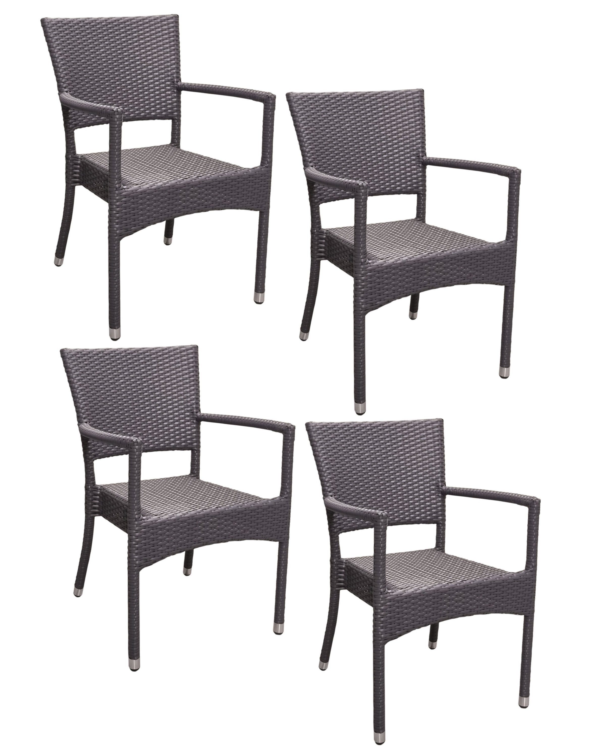 Konway Stapelstuhl ROM (4 St), 4x KONWAY® ROM Stapelsessel Schiefergrau Polyrattan Sessel grau
