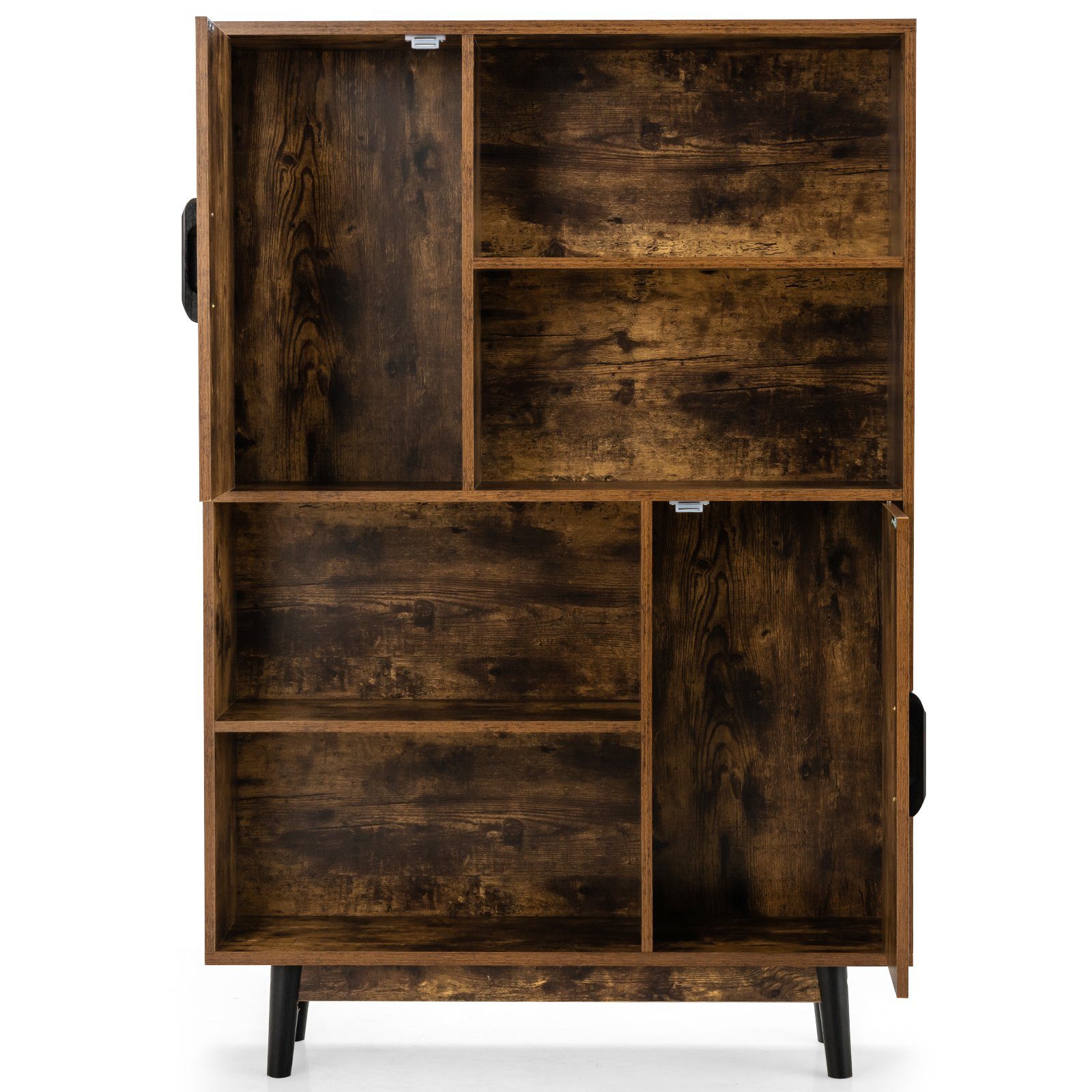 COSTWAY Bücherregal, mit 2 Türen & 4 Regalen, Kippsicherung, Holz, 80x24x120cm