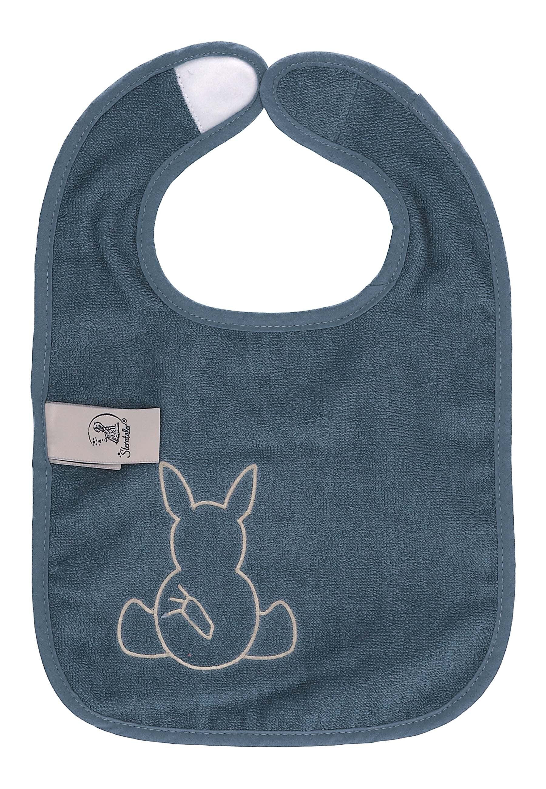 GOTS 2er-Pack Klettlätzchen Esel Emmi, Graublau
