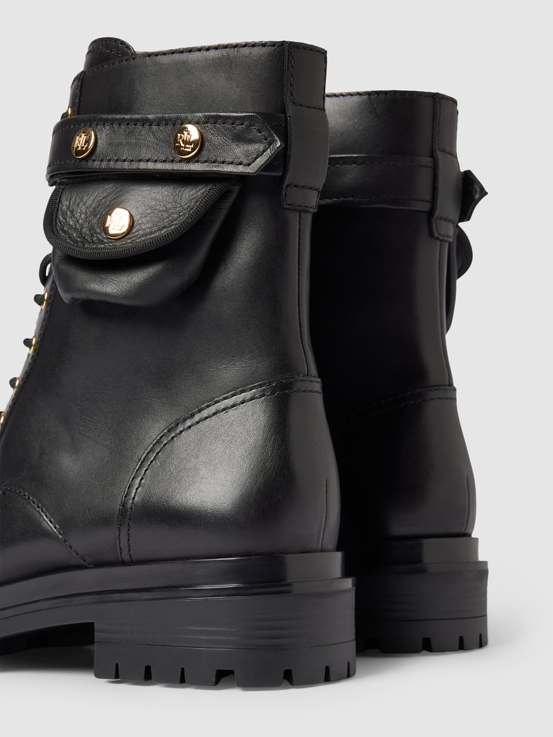 Boots aus Leder mit Label-Detail Modell 'CAMMIE' in schwarz