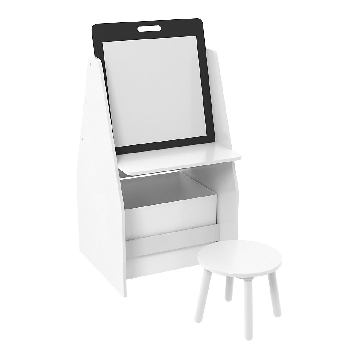 Kindertisch mit Maltafel Ferrol Kinderarbeitstisch mit Hocker 88x51x49 cm Weiß