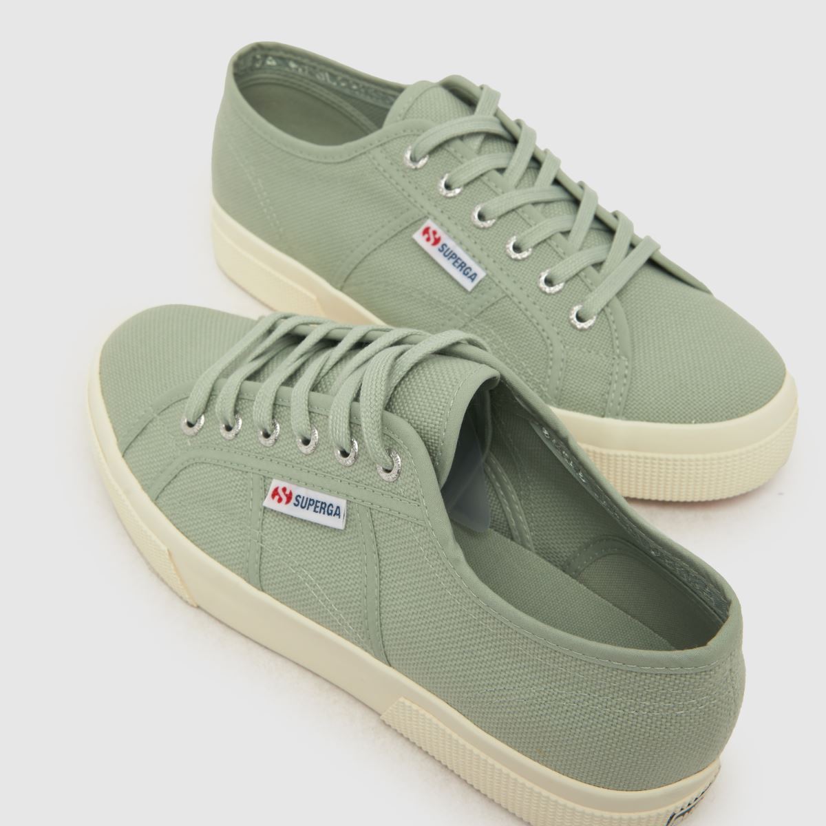 Superga 2740 középmagas platformos cipő világoszöldben