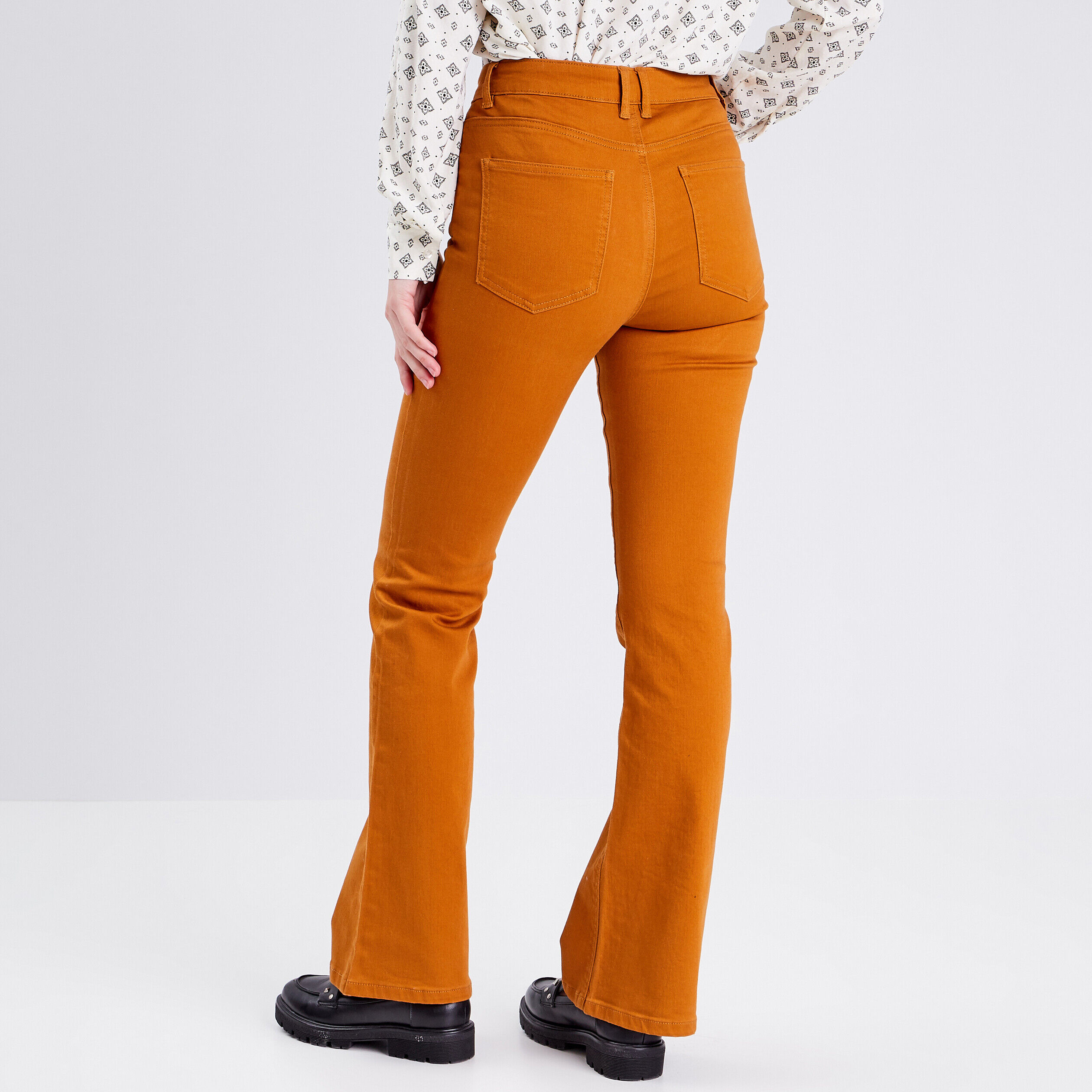 Jeans flare taille haute camel femme | Cache Cache
