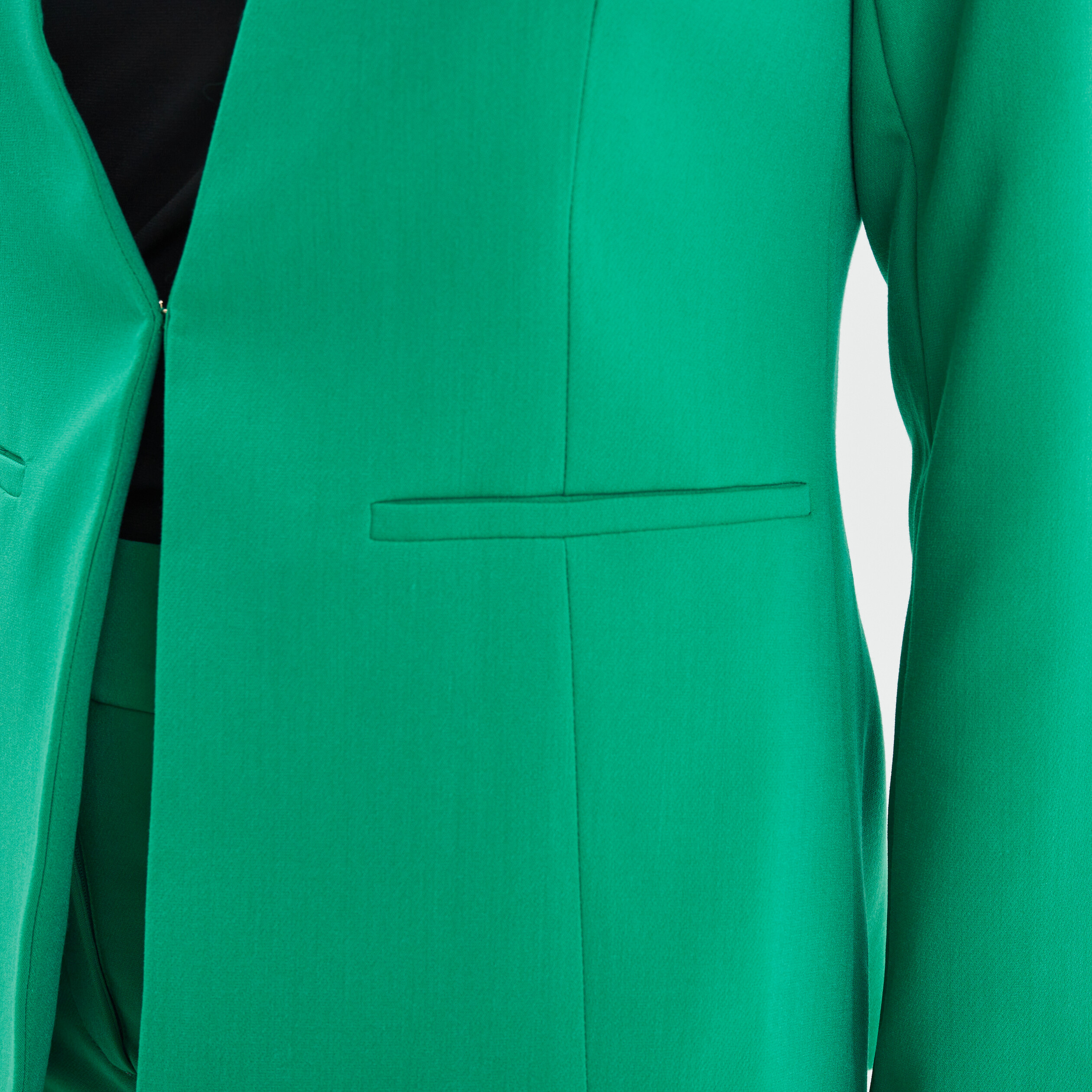 Veste blazer cintrée col en V vert émeraude femme | La Halle