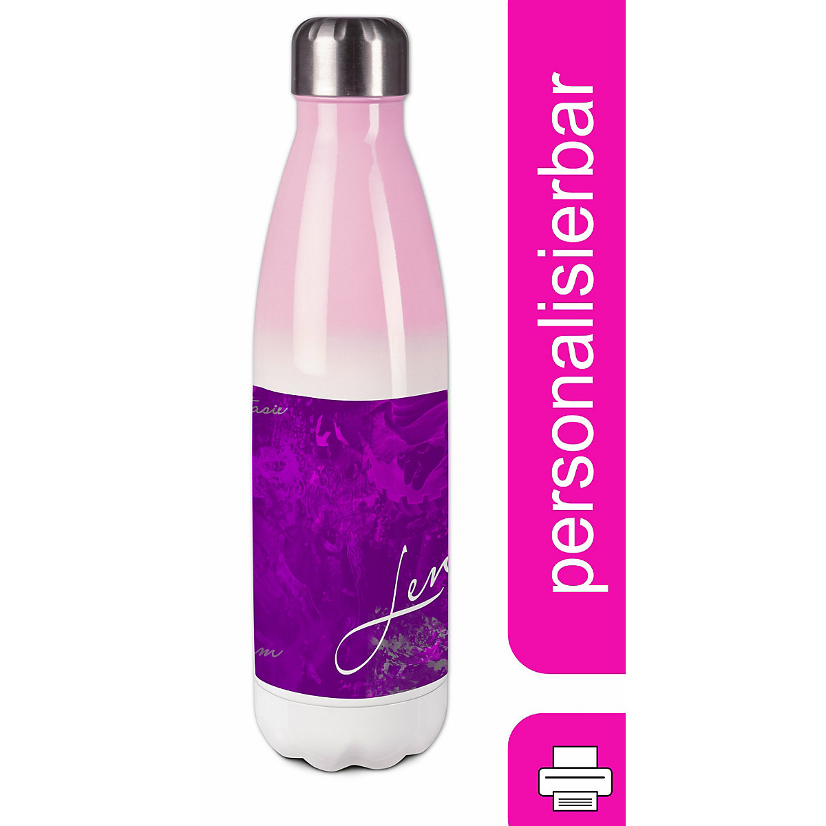 Edelstahl Kinder Thermoflasche / Trinkflasche bunt Traum Farbe lila Spülmaschinenfest, Auslaufsicher, Bruchfest, Doppelwandig, Für Heißgetränke geeignet, Mit Deckel, Isoliert