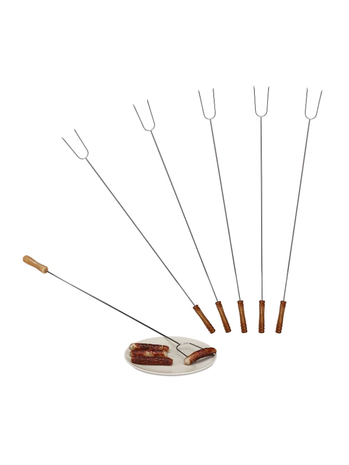 relaxdays 6x Grillspieße in Silber/Natur günstig kaufen onesize
